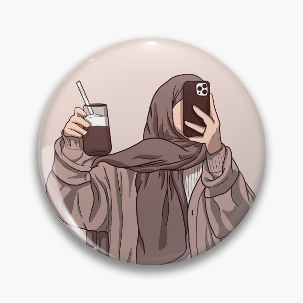 Item preview, HIJABI IN BROWN HOLDING PHONE AND COFFEE designed and sold by WABEY.