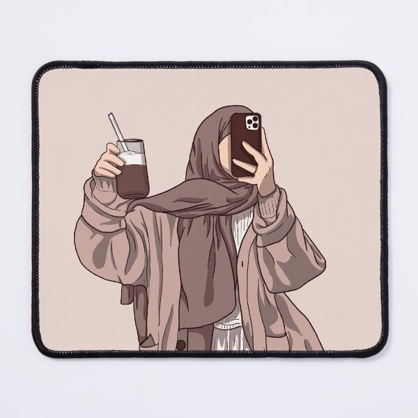 Item preview, HIJABI IN BROWN HOLDING PHONE AND COFFEE designed and sold by WABEY.