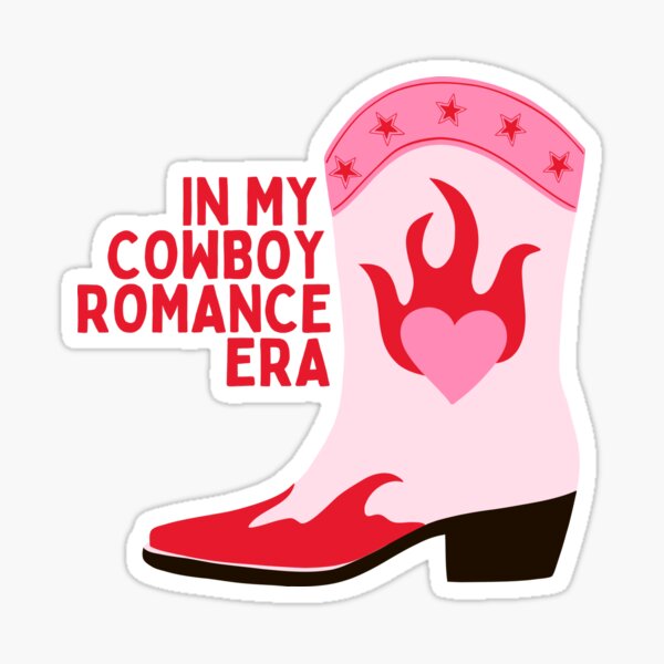 Item preview, in my cowboy romance era - red and pink cowboy boot designed and sold by catdiasart.