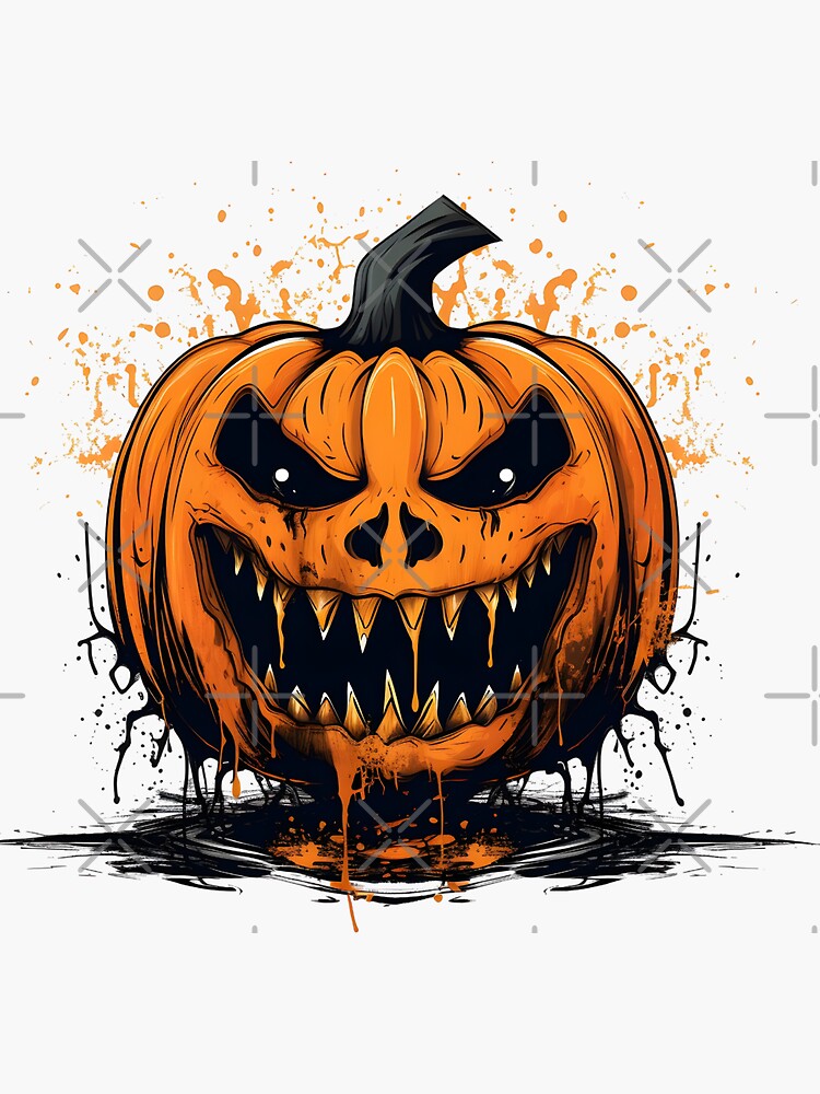 Pumpkin Horror Scary Face Halloween Party T-Shirt' Sticker