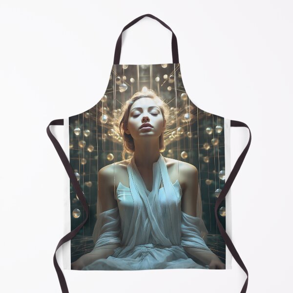 Item preview, Woman in white dress sitting in the center of balls in the style of illusory portrait designed and sold by AI-Only Creations.