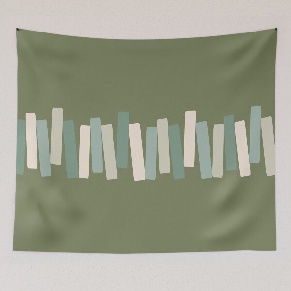 Item preview, Atomic Age Mid Century Modern Funky Rectangles Olive Green designed and sold by trdstudio.