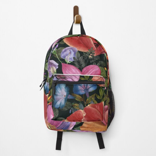 Item preview, Dark flowers and leaves watercolor print. Buttercup flowers, sweet pea, Morning glory, Freesia, Tulip flowers. Vibrant vintage floral pattern designed and sold by likapix.
