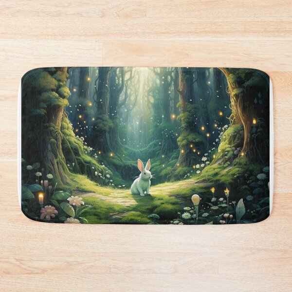 Item preview, Enchanted Oasis: Small White Bunny Amid Ethereal Forest Lights designed and sold by Christian Weiss.