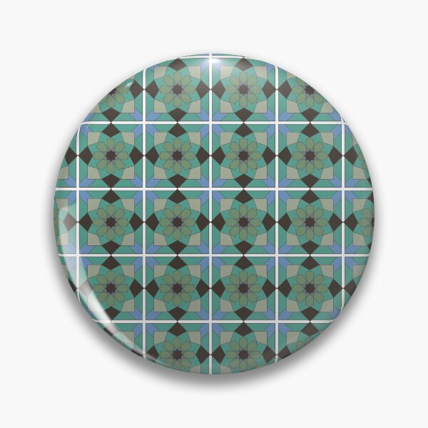 Item preview, Abstract geometric tessera of the Alhambra in Granada Arab art in green tones designed and sold by Sock Garden.