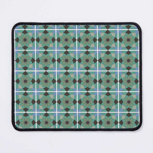 Item preview, Abstract geometric tessera of the Alhambra in Granada Arab art in green tones designed and sold by Sock Garden.