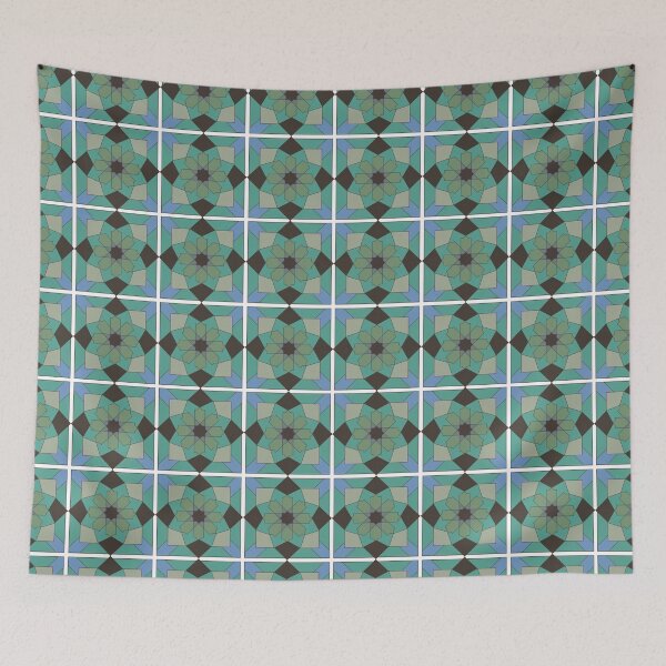 Item preview, Abstract geometric tessera of the Alhambra in Granada Arab art in green tones designed and sold by Martapp.