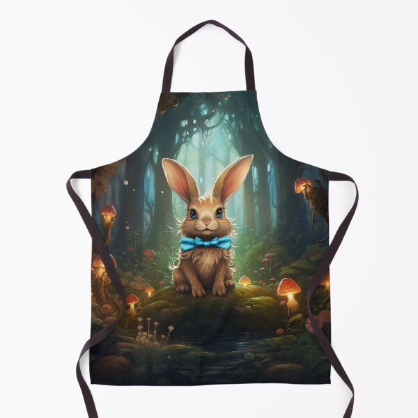 Item preview, Forest Elegance: Brown Bunny with Blue Bowtie Amidst Glowing Mushrooms designed and sold by Christian Weiss.