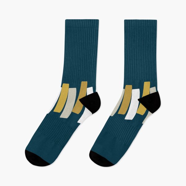 Item preview, Atomic Age Mid Century Modern Funky Rectangles Navy, Mustard designed and sold by trdstudio.