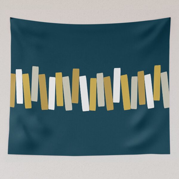 Item preview, Atomic Age Mid Century Modern Funky Rectangles Navy, Mustard designed and sold by trdstudio.