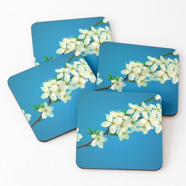 Item preview, white flowers with blue bqckround designed and sold by Mrcjs.