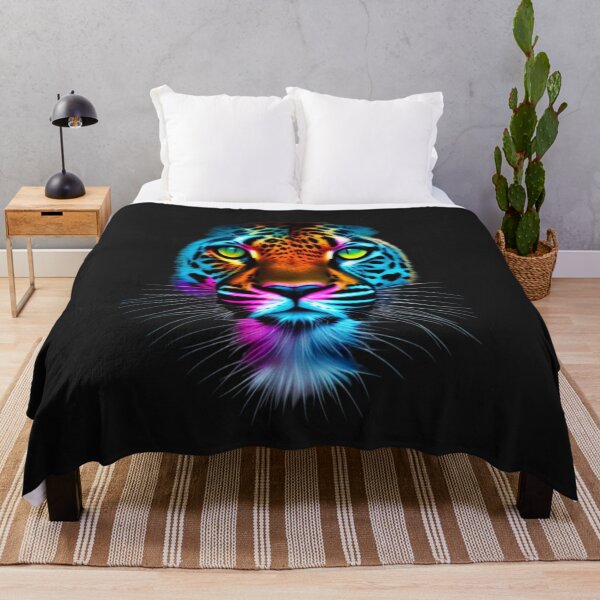 Item preview, Jaguar of the Brazilian Fauna Face in Colorful Neon designed and sold by Animalissima.
