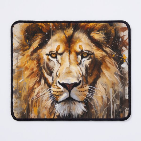 Item preview, Lion's head up close on black background watercolor painting designed and sold by MargaretWiktor.