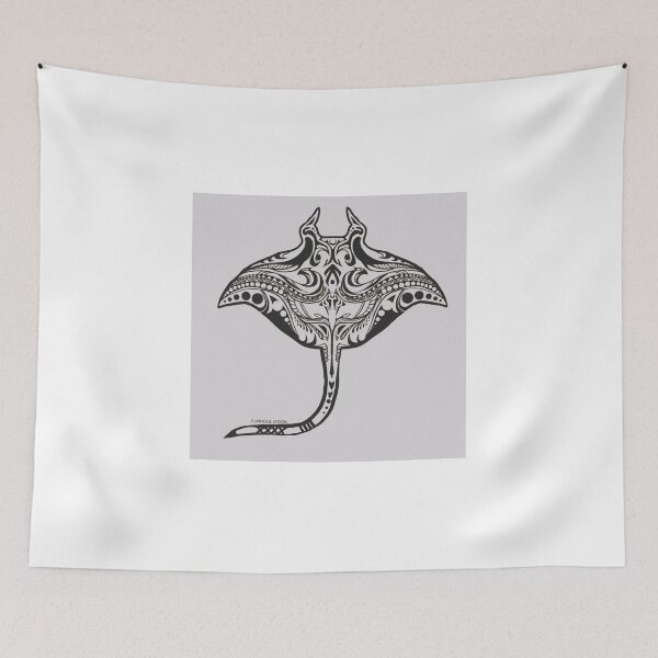 Item preview, Tribal Pattern Line Art Manta Ray Design designed and sold by FunholeVision.