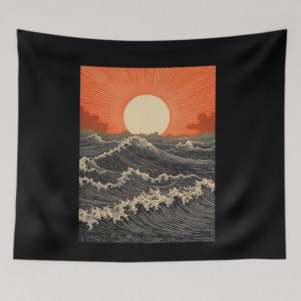 Item preview, Ephemeral Sunset: Ukiyo-e's Ocean Whisper designed and sold by GreenBubble - Shop and reforest.