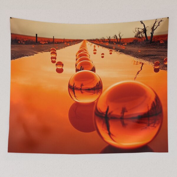Aperçu de l'œuvre boules de verre orange, oeuvre abstraite créée et vendue par silent-violin.
