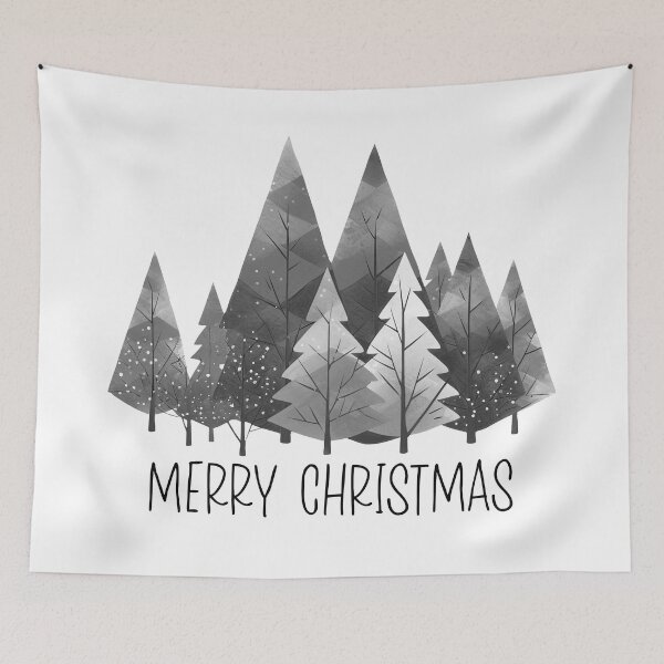 Item preview, Merry Christmas simple Christmas trees art black and white  designed and sold by Inktown.