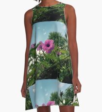 Pink/ Purple Delicate Flower Found in the Overpopulated Streets of South Beach. A-Line Dress