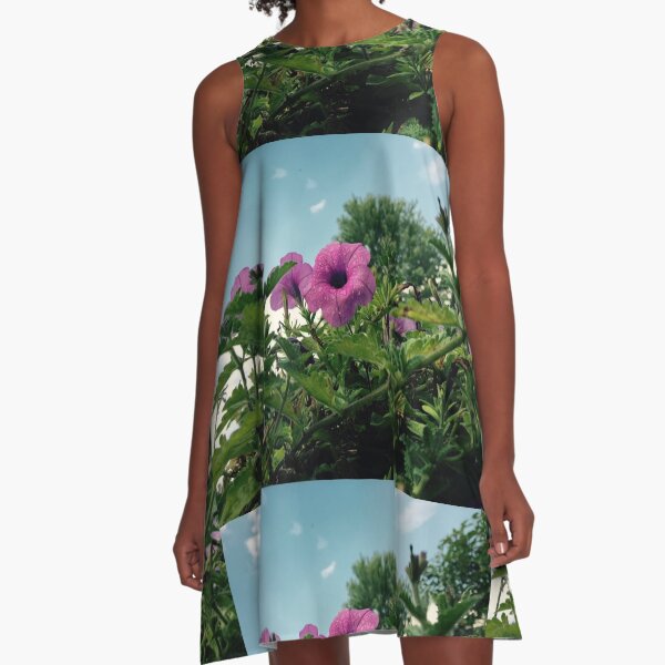 Pink/ Purple Delicate Flower Found in the Overpopulated Streets of South Beach. A-Line Dress