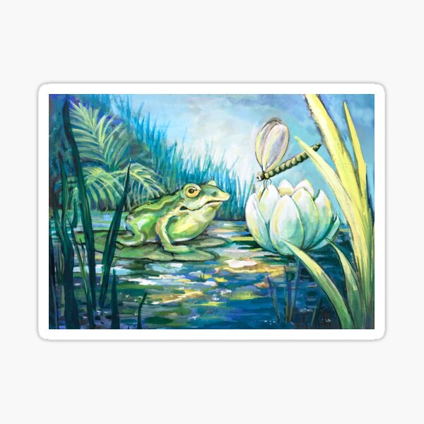 Frog and Dragonfly Sticker