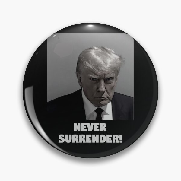 Item preview, Never Surrender! Donald Trump Mugshot  designed and sold by Sticky ™.