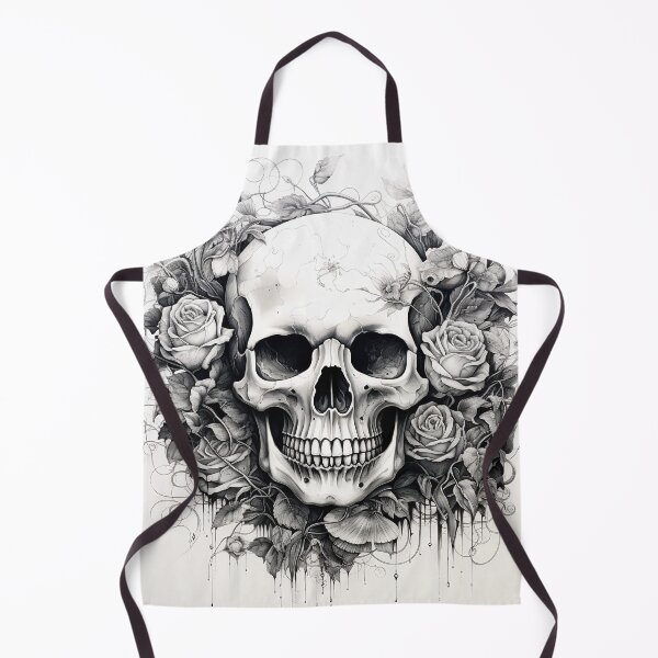 Item preview, Back and white skull and roses ink art designed and sold by Inktown.