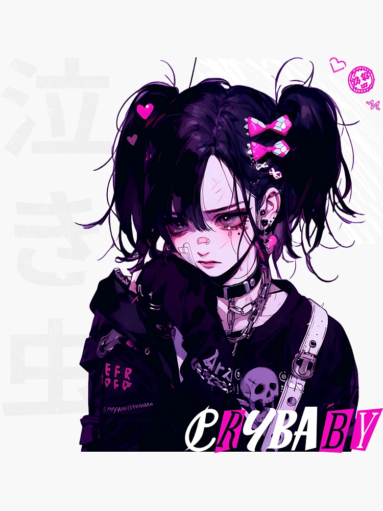 Digital art of an emo anime girl on Craiyon