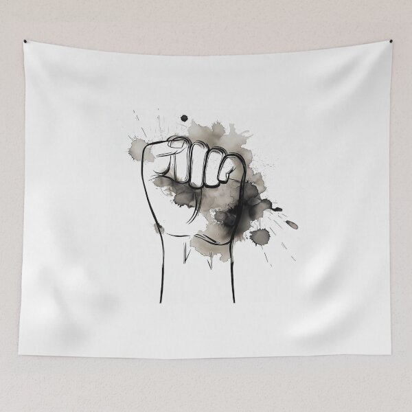Item preview, Ink-Fused Impact: Fist Meets Liquid Canvas designed and sold by ReplyGirl.