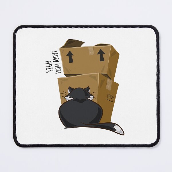 Item preview, Purry Fluffies, "Sign From Above". Cute Black Cat Staring At The Moving Boxes designed and sold by ToonPix.