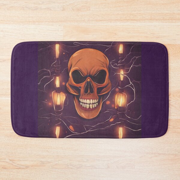Item preview, Halloween skull lit up by string light lanterns designed and sold by lori189.