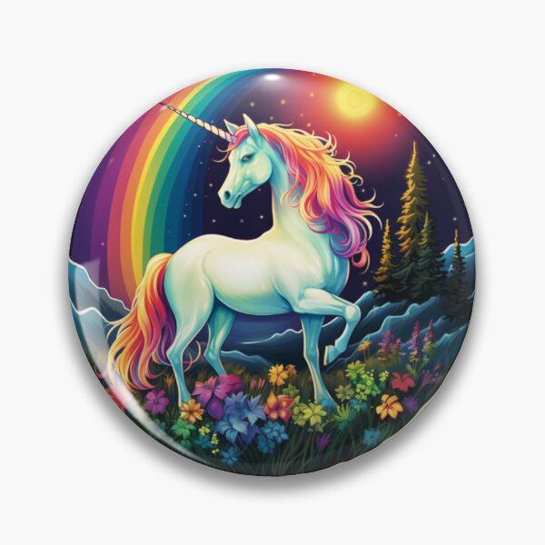 Item preview, white unicorn with rainbow - unicorn collection v3 (Black background) designed and sold by Tabuku.