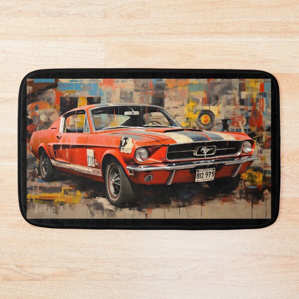 Item preview, Abstract painting featuring an old race car in the style of hard edge painting designed and sold by AI-Only Creations.