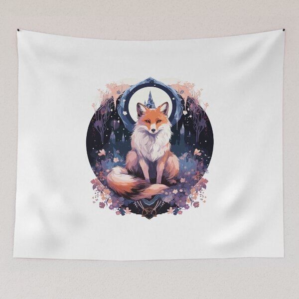 Item preview, Celestial moon flower, fox sitting tall designed and sold by Jerseysrd.