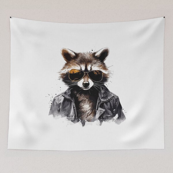 Item preview,  Cool raccoon in black jacket designed and sold by Jerseysrd.
