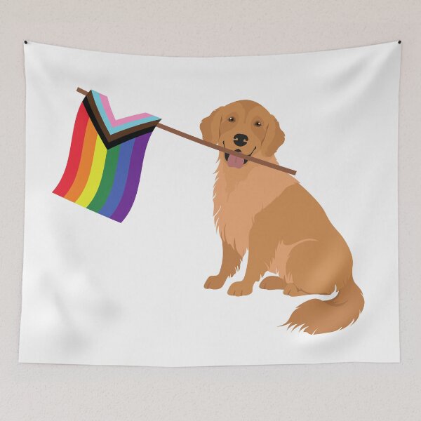 Item preview, Pride Flag Golden Retriever designed and sold by nyccatmom.