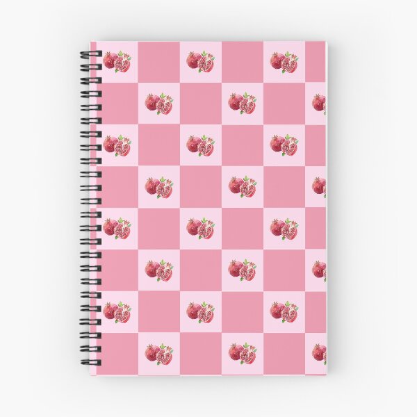 Item preview, Pink checker square pomegranate line art pattern designed and sold by AnnaE-Designs.