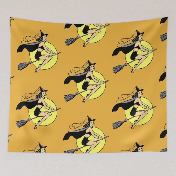 Item preview, Vintage Retro Halloween Pinup Witch designed and sold by PUFFYP.