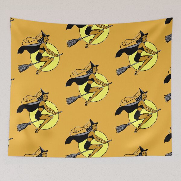 Item preview, Vintage Retro Halloween Pinup Black Witch  designed and sold by PUFFYP.