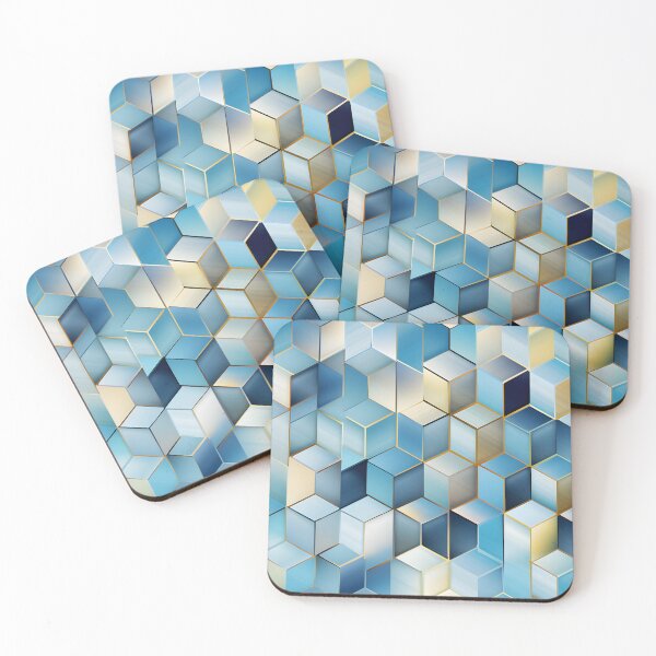 Item preview, Blue and Gold Geometric Gradient Cubes designed and sold by JDWCreations.