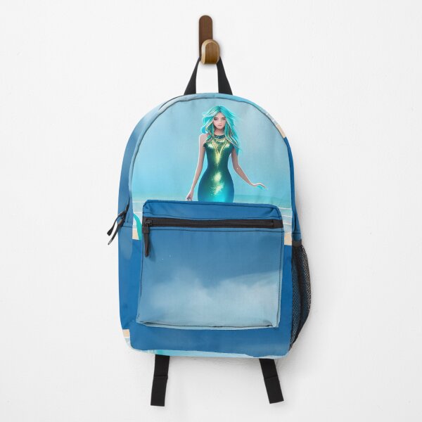 Item preview, Blue Hair Mermaid Minimalist Mermaid at the Beach - AI Art 1 of 4 designed and sold by Beachy.