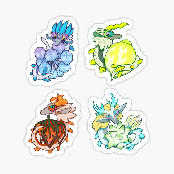 Aperçu de l'œuvre Ensemble d’autocollants quatre dragons créée et vendue par yoma999art.