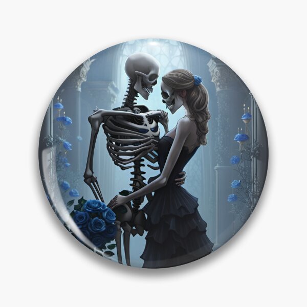 Item preview, Skeleton wedding with blue roses designed and sold by GothicRubette.
