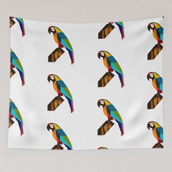 Item preview, Colorful Macaw on a Trunk in Geometric Style, Aesthetic designed and sold by MinimalistHaven.