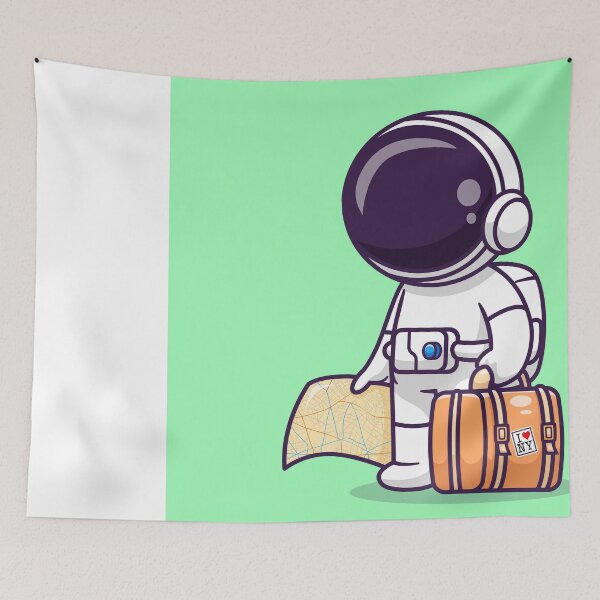 Item preview, Cute astronaut traveling with map and suitcase designed and sold by hjian8219.