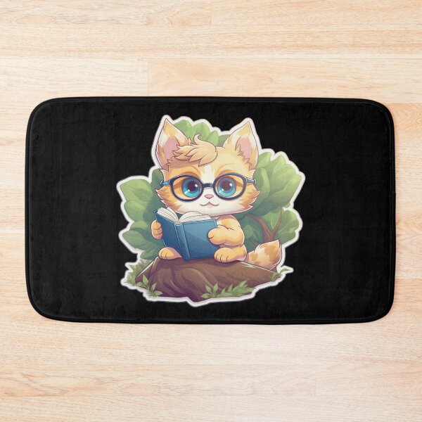 Item preview, Cute Cat Reading Book Against Tree (black background) designed and sold by Tabuku.