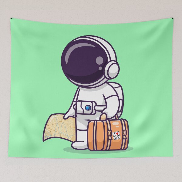 Item preview, Cute astronaut traveling with map and suitcase designed and sold by hjian8219.