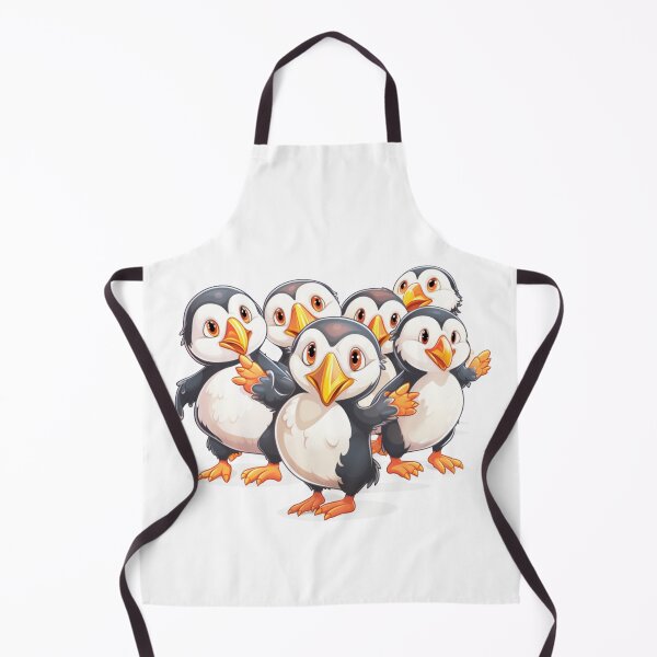 Item preview, a group of cute puffins dancing together (white background) designed and sold by Tabuku.