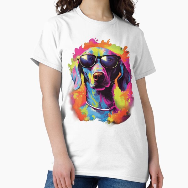 Rainbow  Coloured Weimaraner Dog Classic T-Shirt
