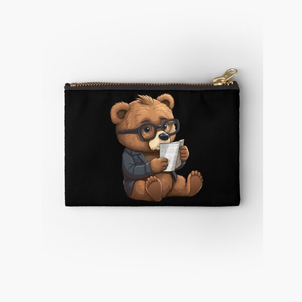 Item preview, Bear reading paper (black background) designed and sold by Tabuku.