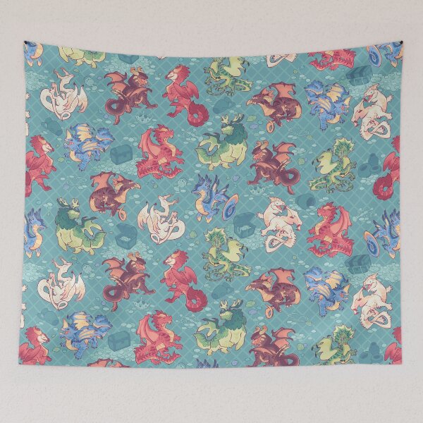 Item preview, Chromatic dragons in teal designed and sold by Colordrilos.